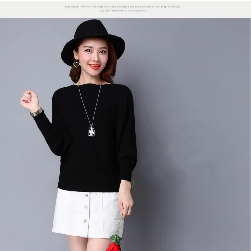

GOOHOJIO 2020 New Fashionable Cheap Tops Women Knitted Batwing Sleeves O-neck Sweater Women Autumn Basic chic Sweaters Pullover