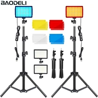 led video light panel photography lighting photo studio lamp kit 2 pack for shoot live streaming youbube with stand rgb filters