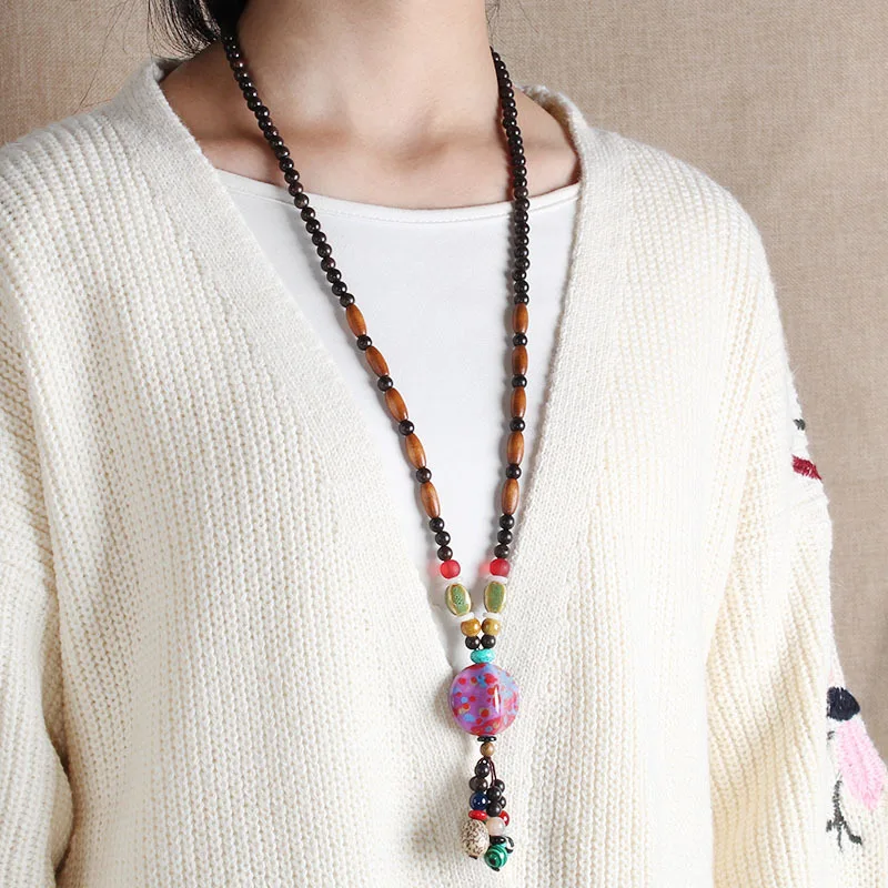 fashion ethnic jewelry ceramic Tibetan silver double fish vintage necklace New women sweater pendants | Украшения и аксессуары