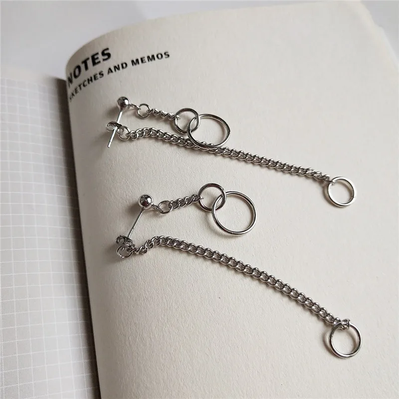 

Real 925 Sterling Silver Geometric Asymmetric Design Drop Earrings Women Wedding Jewelry Weaving Chain Tassel Dangle Earrings