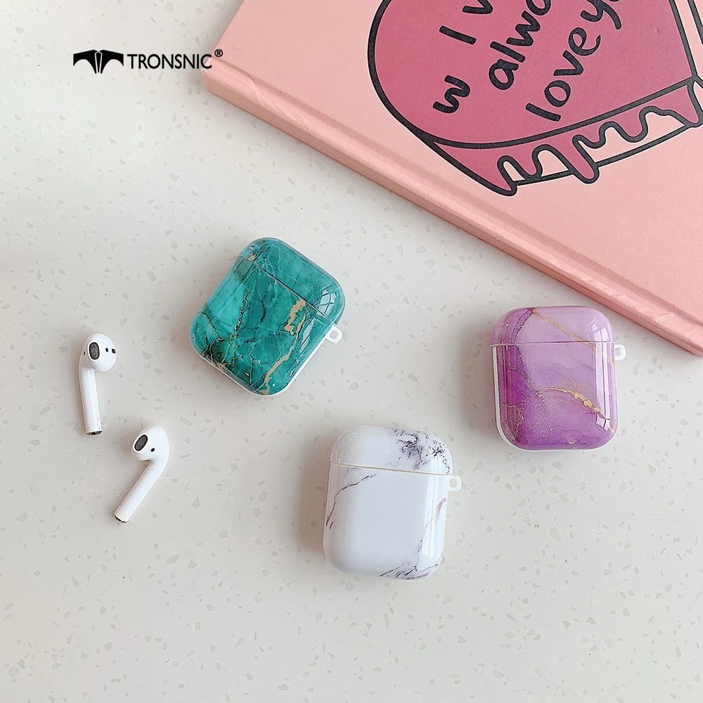 

Чехол-накладка для Apple Airpods 1, 2, силиконовый, с мраморной текстурой