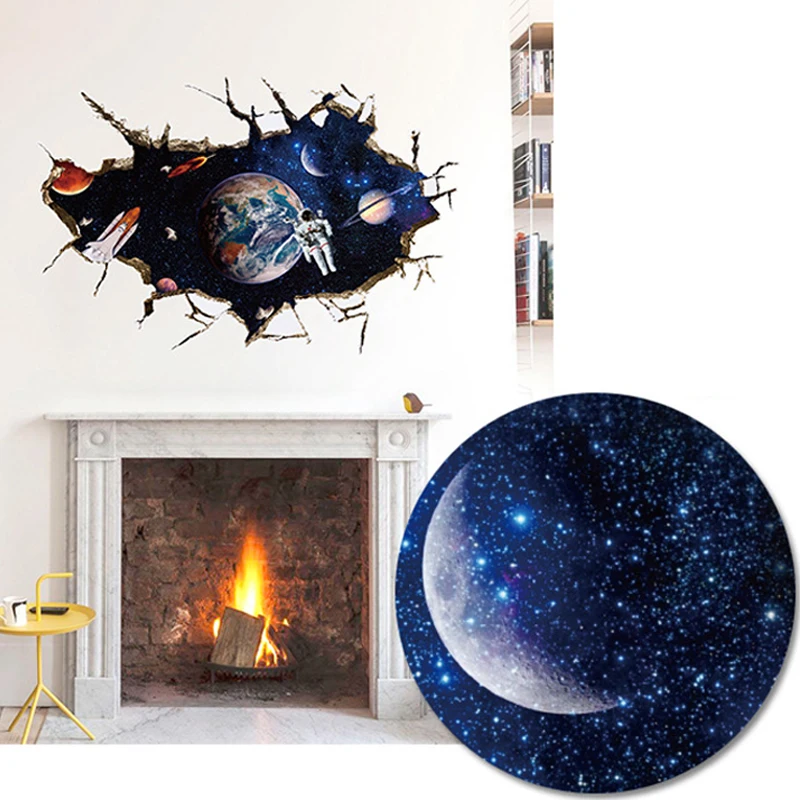 3D наклейки на стену в космосе астронавт планета декор для мальчиков украшение