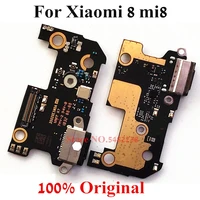 100 original usb charging dock port flex cable for xiaomi 8 mi8 charger plug board with microphone connection replacement parts