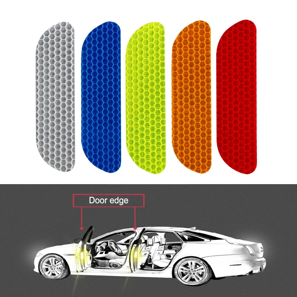 

4 Pcs/set Car Reflective Stickers Safety Mark Auto Door Wheel Eyebrow Sticker Decal Warning Tape Reflective Strips Car-styling