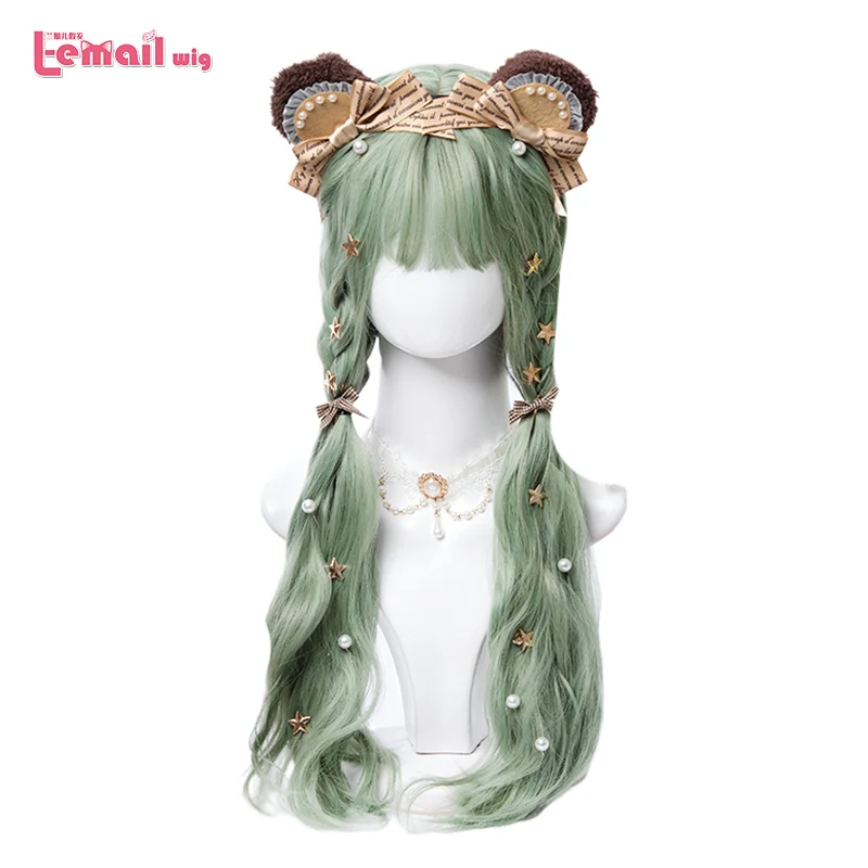 Парик L email в стиле Лолиты с волнистыми волосами авокадо мятно зеленые волосы