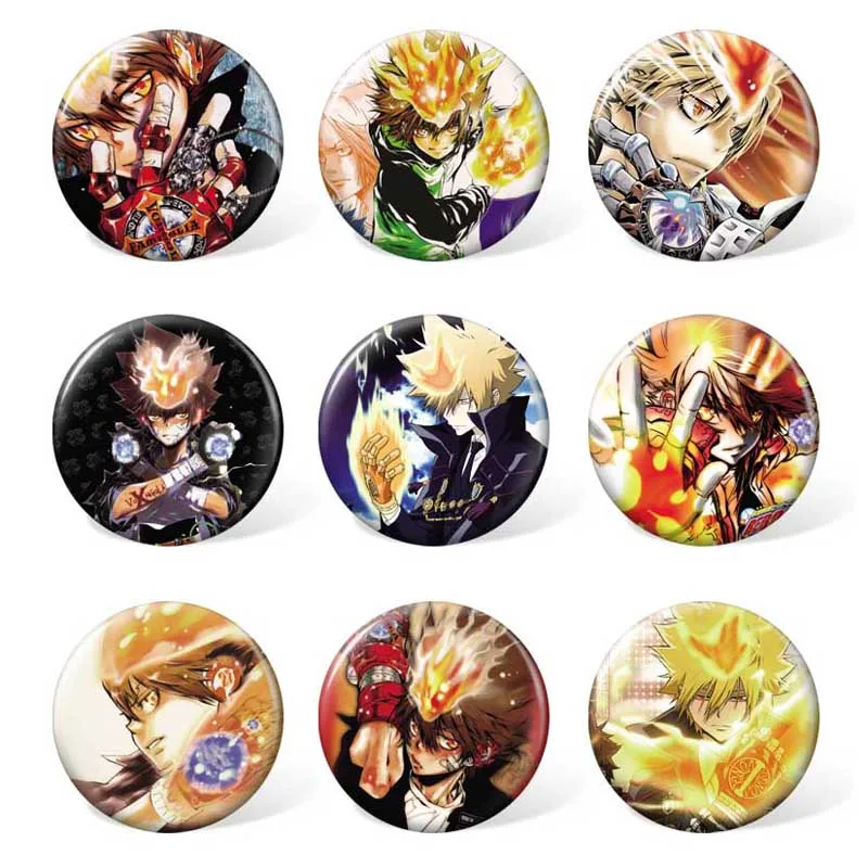 (9 шт./компл.) мультфильм HITMAN REBORN Badge Sawada Tsunayoshi мальчик девочка одежда и аксессуары