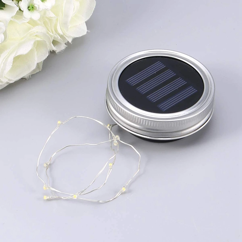 Mason Jar Lights 2M 20 LED Solar Colorful Fairy String Lids Insert for Patio Yard Garden Party Wedding Christmas 3Pcs/lot | Лампы и