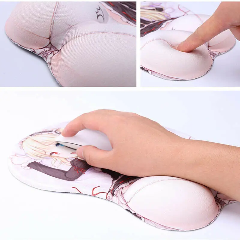 PINKTORTOISE anime Shinozaki Rika Soft Silicon 3D chest Mouse Pad Ergonomic Mouse Pad Gaming MousePad mat playmat
