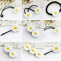 mini daisy hair clip charms flower elastic hair ring rope bands hair pins ponytail girls kids holder hair styling accessories