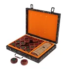Винтажный набор китайских шахматных фигур Xiangqi из розового дерева, набор для путешествий с деревянной коробкой и кожаной шахматной доской