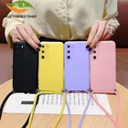 Жидкий силиконовый чехол со шнурком для Huawei P40 P30 P20 Pro Mate 20 Lite Nova 5T P Smart Z Plus Y9 Prime 2019 Honor 20, мягкий чехол