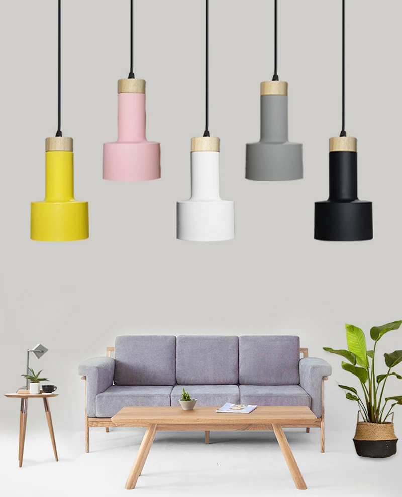 Современные подвесные лампы в скандинавском стиле разноцветные с абажуром