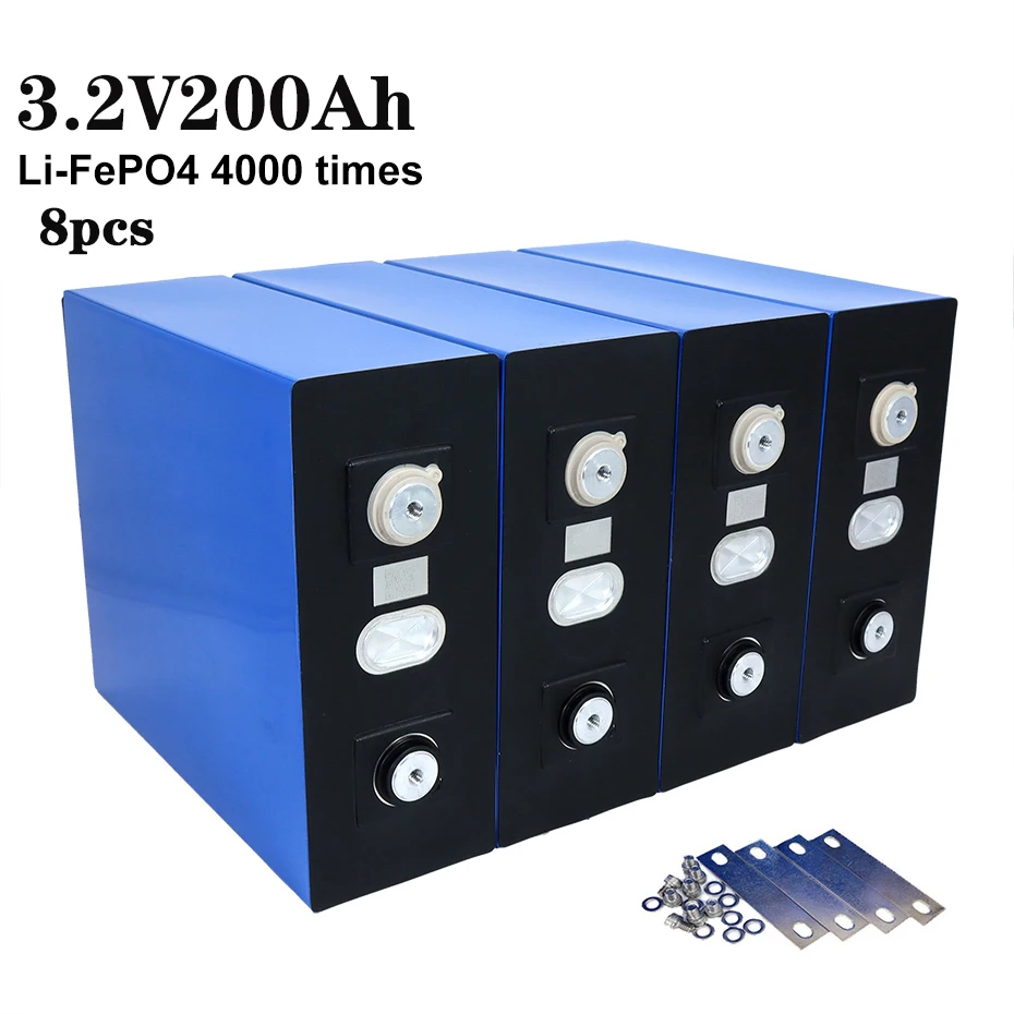 

2021 NEW 8PCS 3.2V 200Ah lifepo4 Battery pack12V400Ah 24V200AH cell Lithium-Iron Phosphate solar EU US Russia delivery tax free