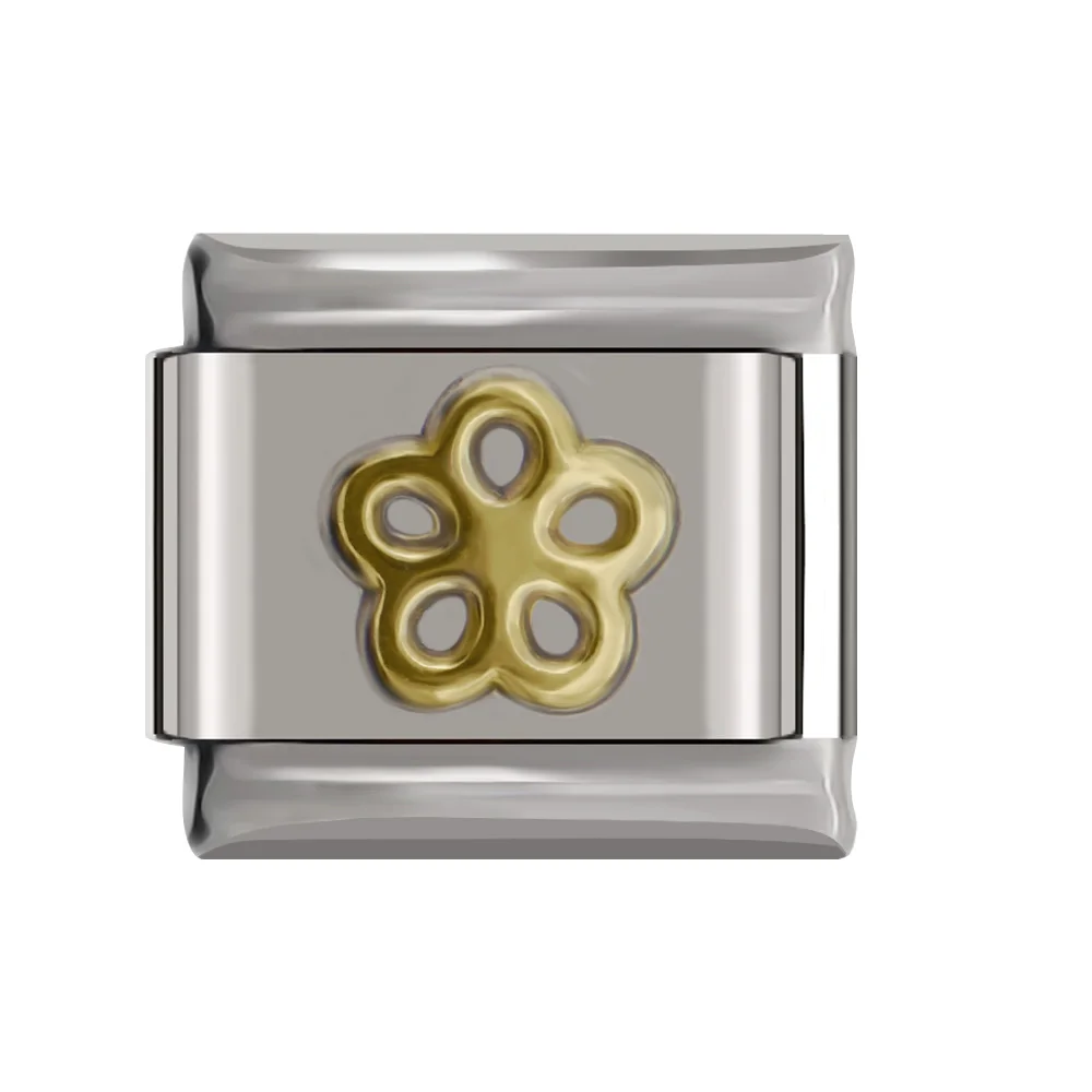K Fyour 9 мм ширина Золотое сердце цветок бабочка дельфины Дейзи итальянский браслет с подвесками ювелирные изделия из нержавеющей стали DJ116 - Окраска металла: K