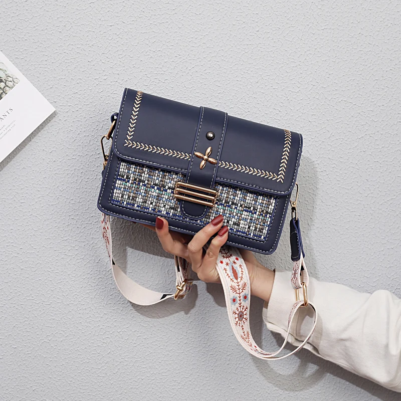 Женская широкая сумка через плечо 2020 новая синяя Высококачественная роскошная