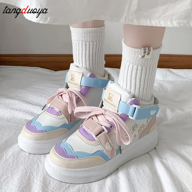 Туфли Лолиты в стиле женские ботинки до лодыжки на платформе Повседневная обувь