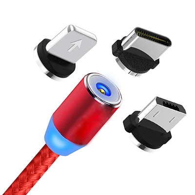 1m red 3 plugs Магнитный кабель INIU для быстрой зарядки, USB кабель для iPhone XS 8, samsung, type C, зарядное устройство, магнит, Micro USB, Andriod, кабели для мобильных телефонов - Цвет: 1m red 3 plugs
