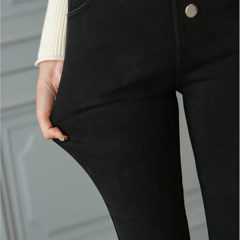 Женские теплые джинсы большого размера эластичные женские брюки мягкие