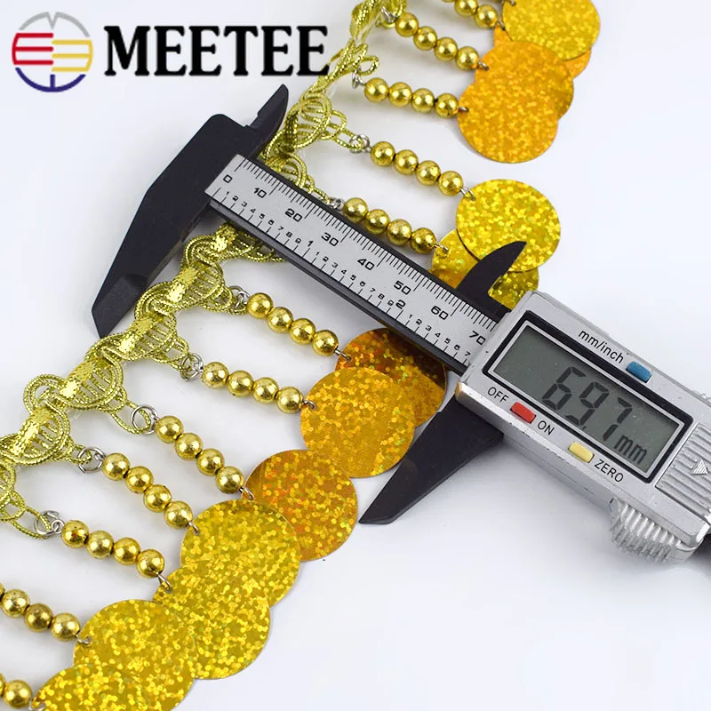 Meetee 2 метра 70 мм блестящая кисточка кружевная Лента отделка Золотая Серебряная