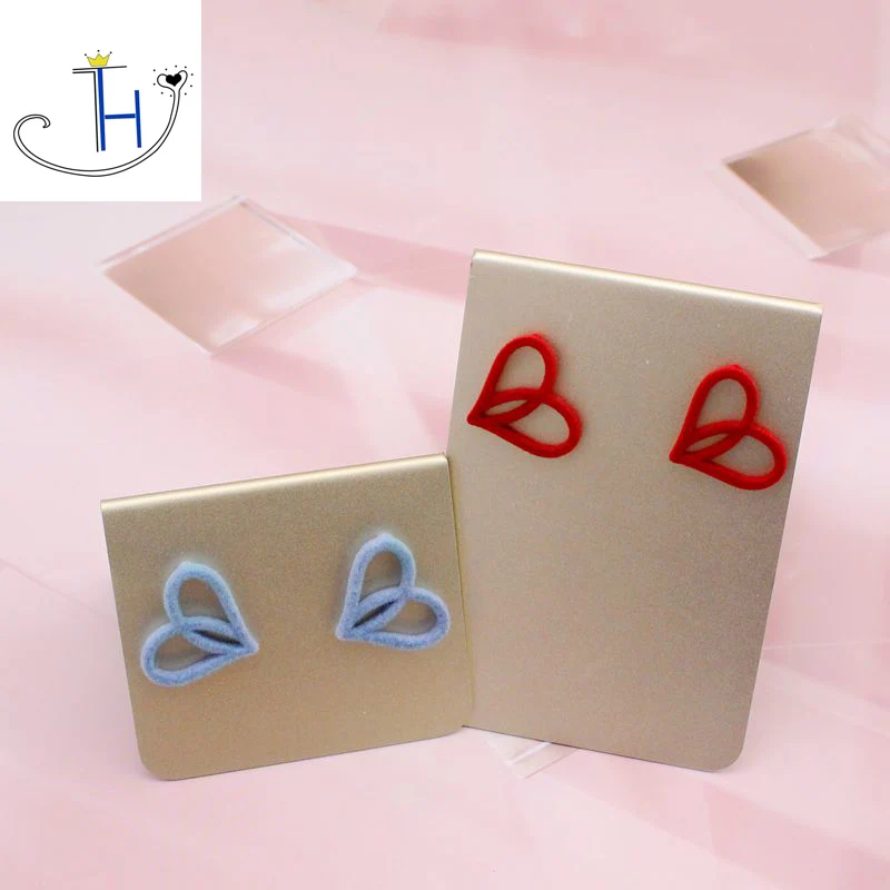 

THJ Modern Jewelry Flocking Earrings Sweet Design Winter Style Black Blue Red Heart Earrings For Women Gifts