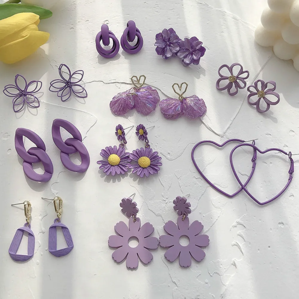 S925 модные ювелирные изделия серьги Фея фиолетовая бабочка Смола эмаль цветок виноград элегантные висячие серьги женский подарок