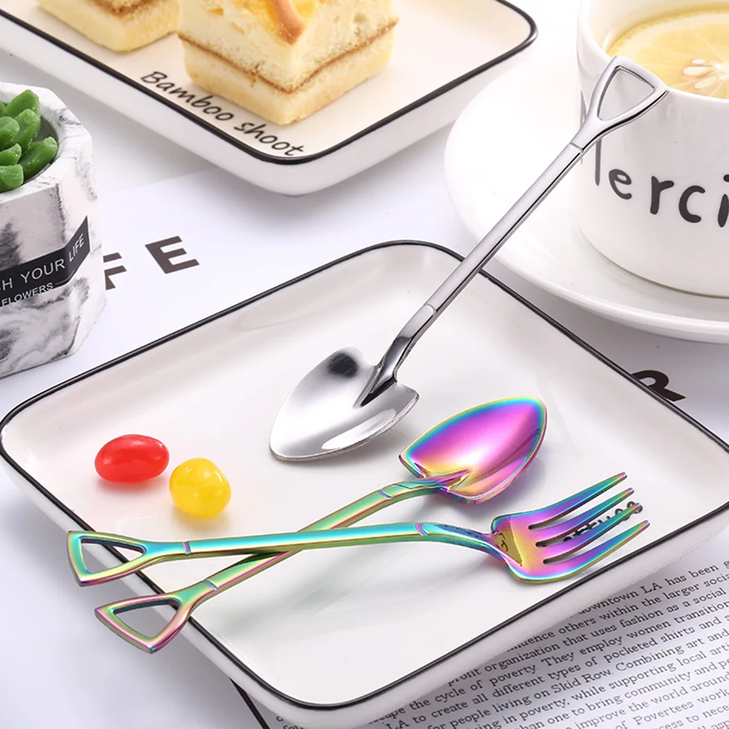 

5Pcs Stainless Steel Spoon Square Shovel Shape Ladle Dessert Ice Cream Table Spoon for Kids Restaurant Kitchen Tableware Tool