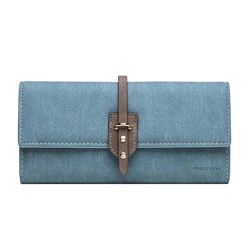 Женский кошелек в стиле ретро Одноцветный длинный на застежке для монет много