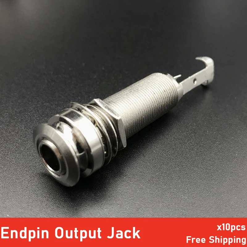 

10PCS CYLINDER Guitar Pickup Endpin Output Jack Nickel Strap Lock Chrome/Gold