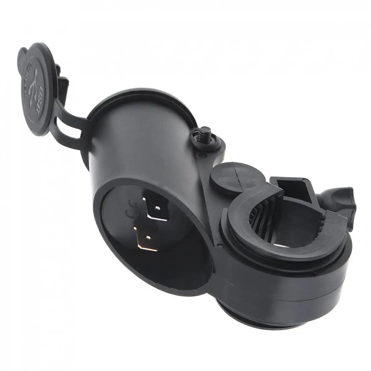 

Black 12V Dual USB Faucet Universal Motorcycle Car Mobile Phone Charger Adapter