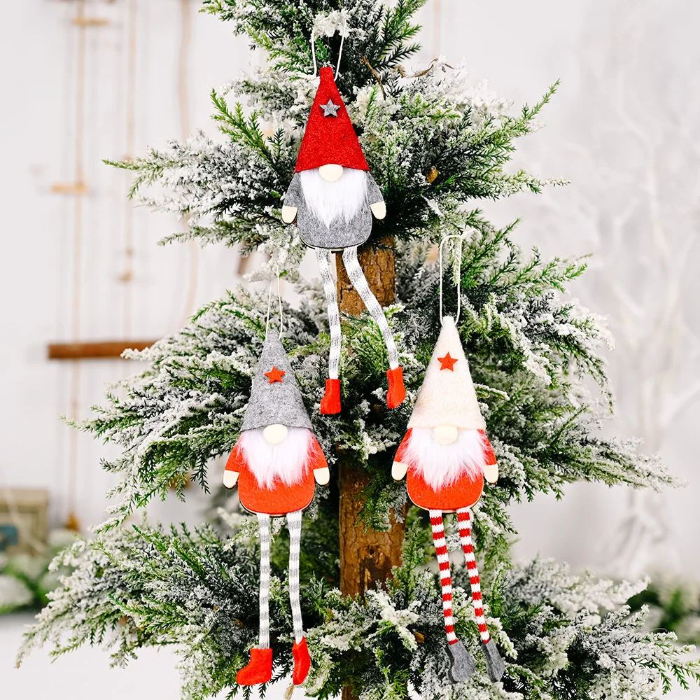 

Кукла Дед Мороз с длинными ногами, кукла без лица, украшение для рождественской елки, 2 шт., подарок на Рождество, Новый год 2021, 2022