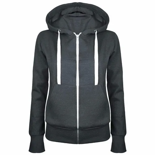 Dark Gray 5 цветов, модные женские толстовки с капюшоном, осень, новинка, простой тонкий женский цвет, подходящая уличная хип-хоп карманная верхняя одежда, пальто - Цвет: Dark Gray