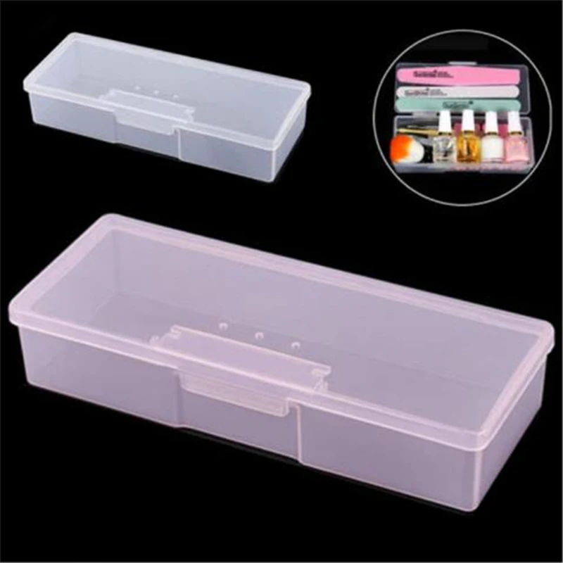 

Nail Art Rectangle Translucent Plastic Storage Box Nail Dotting Drawing Brush Pen Polishing Sponge Buffer Container Case