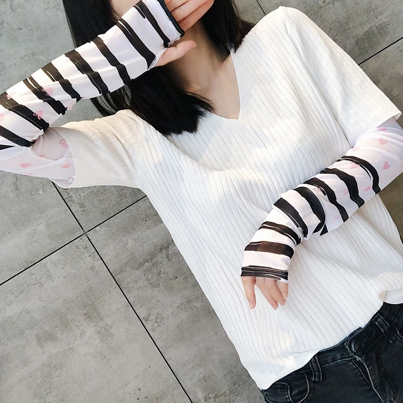 

1Pair Sunscreen Sleeves Summer Ice Silk Printed Arm Sleeve Outdoor Cycling Driving Sun Protection Sleeves Thin Breathable Gloves