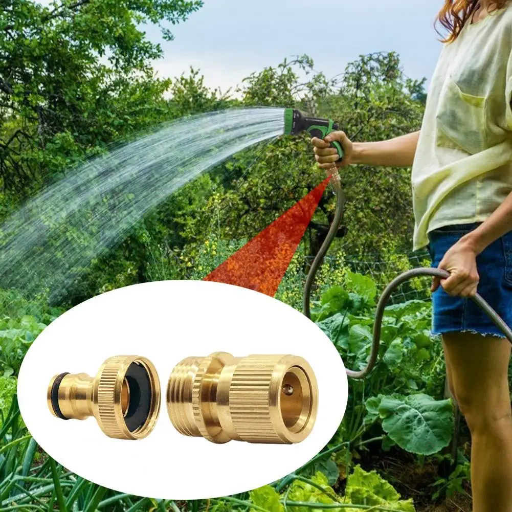

2Pcs Hose Connectors High Durability Rust-proof Copper Male Female Brass Hose Connector for Garden