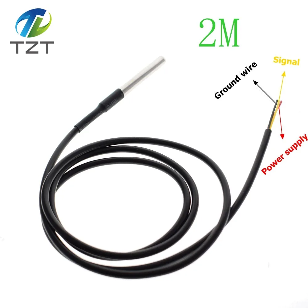 2M DS18b20 Cable TZT DS1820 посылка из нержавеющей стали, водонепроницаемый датчик температуры DS18b20, датчик температуры 18B20 для Arduino - Цвет: 2M DS18b20 Cable