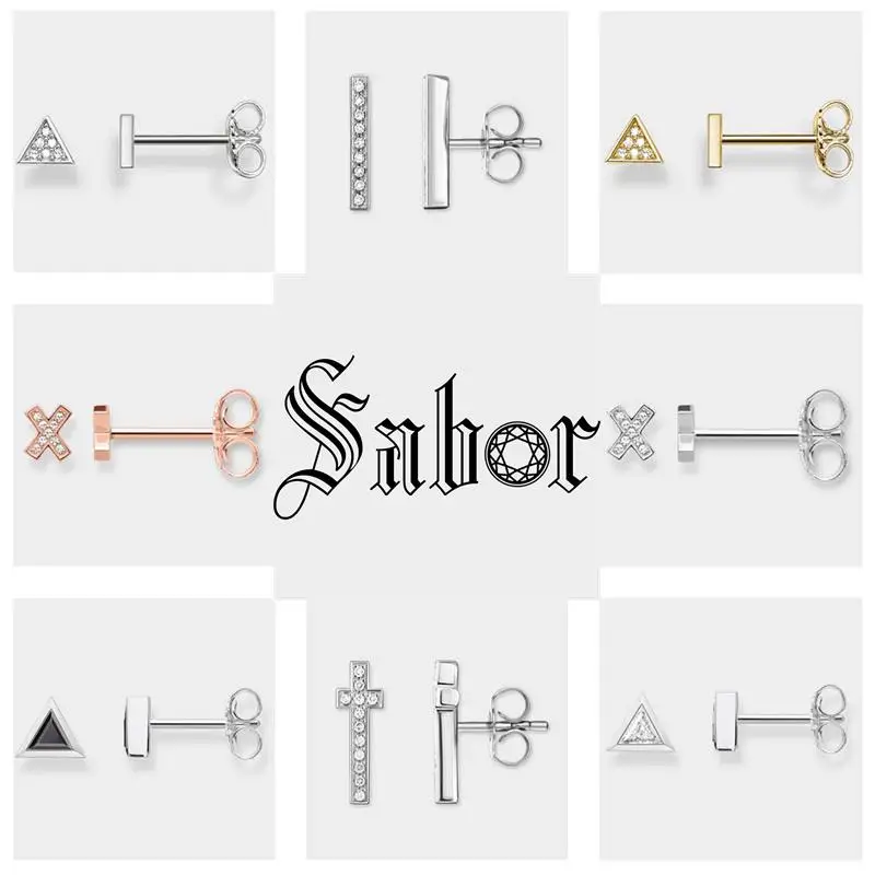 Серьги гвоздики в виде ушей X с острыми треугольниками геометрические