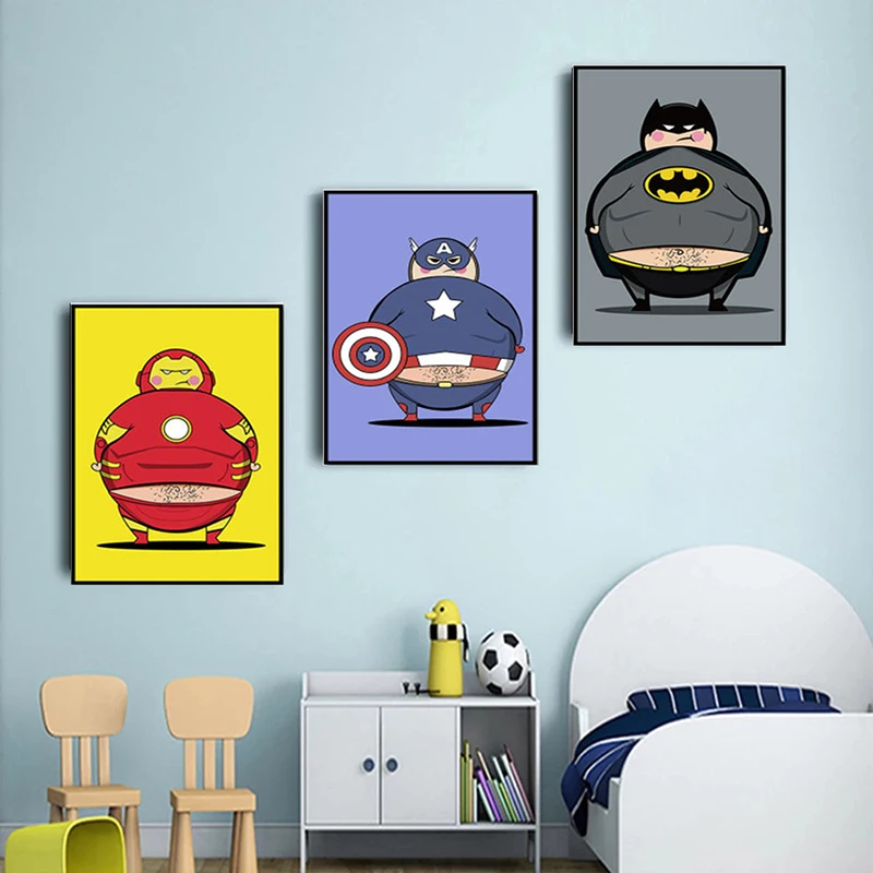 

Cartoon Marvel Superhero Iron Man Burger Shop Hanging Painting Avengers Wall Art Mural Print Children's Room Home Decor Painting
