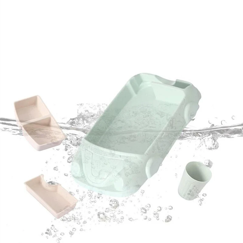 

Bamboo Fiber Feeding Dish Children Tableware Baby Creative Dinner Plate Cartoon Car Separation Training Plate Dinnerware Set