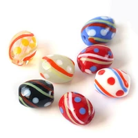 5pcs handmade strips patterns 15x13mm oval lampwork glass loose beads for jewelry making diy crafts findings
