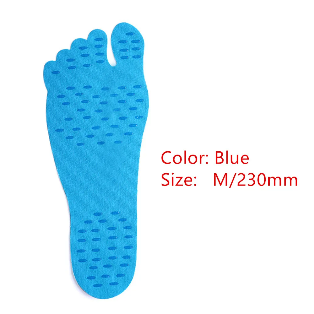 Blue M 230mm Наклейки для ног теплозащитные Водонепроницаемый; нескользящая обувь; наклейки для пляжа бассейн игры Невидимый Клей средства ухода за кожей стоп с защитой от проколов - Цвет: Blue M 230mm
