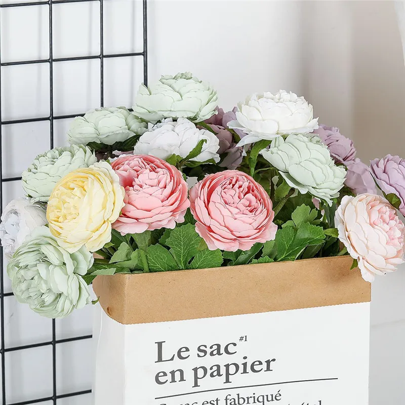 Искусственная шелковая искусственная Западная роза цветок пион Свадебный букет