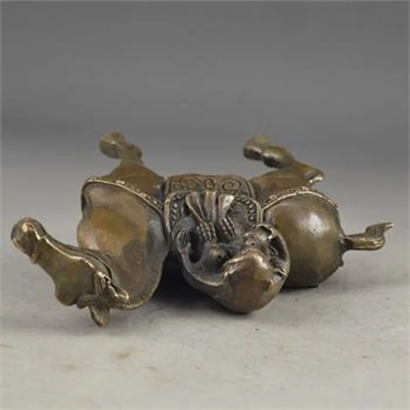 Китайская винтажная латунная ручная работа статуя на удачу в виде обезьянки и