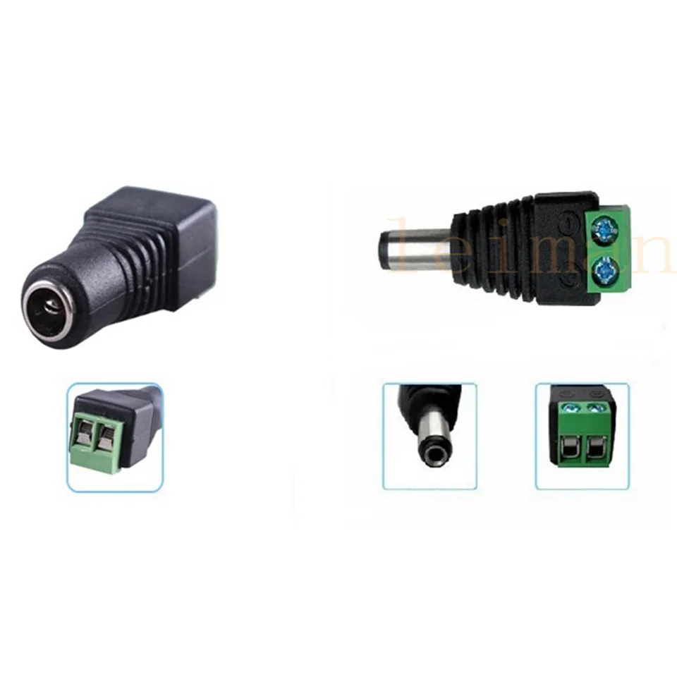 1 пара штекерных/гнездовых разъемов питания постоянного тока 2 1*5 5 мм 12 в 24 разъем