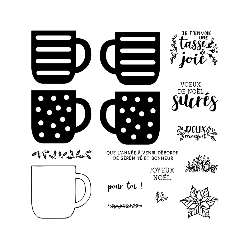 

New 2021 Clear Stamps Scrapbooking For Card Making Cup Embossing Frame French Stamp Set Without Cutting Dies