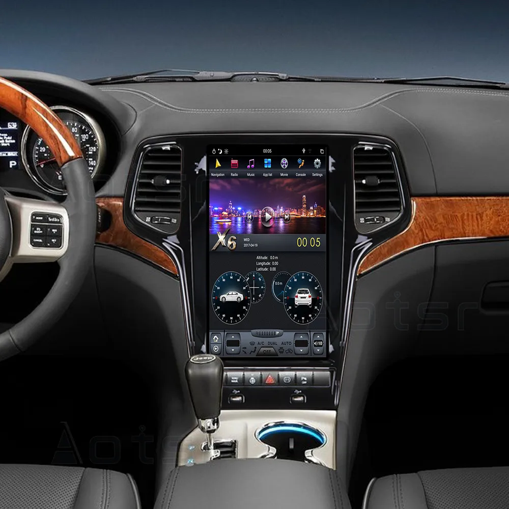 Aotsr Tesla 13 6 &quotAndroid 8 1 вертикальный телефон GPS для Jeep Grand Cherokee 2009 - 2013 Встроенный carplay