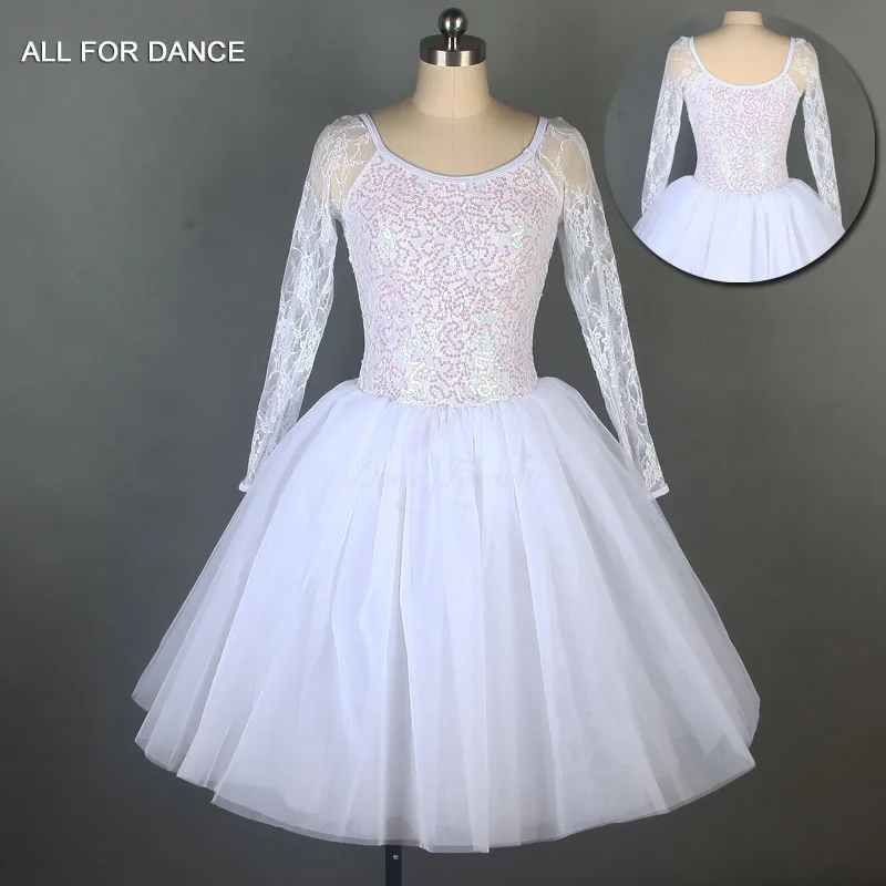 

Child and Adult White Sequin Lace Ballet Dance Tutu Lyrical & Contemporary Costume Performance Costumes Ballerina Dress 19501