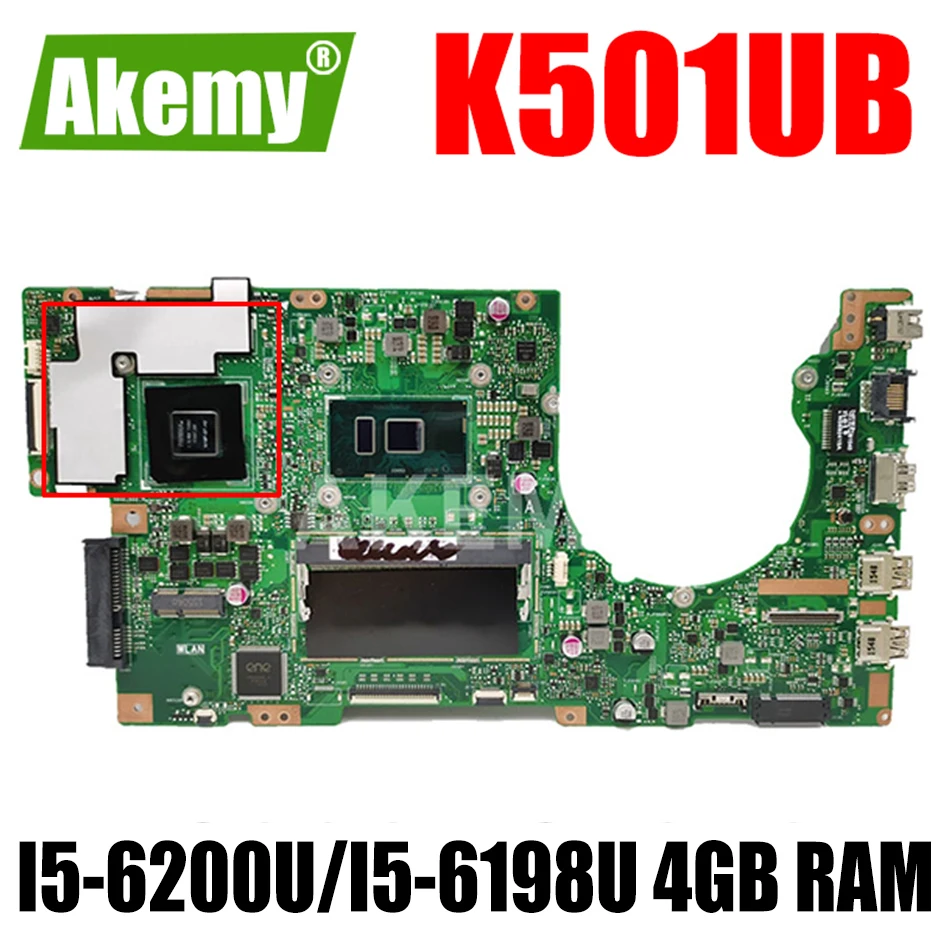 

AKEMY для ASUS K501UX K501UB K501U материнская плата для ноутбука K501UX K501UB материнская плата rev2.0 i5-6200U CPU GT940M 4GB RAM