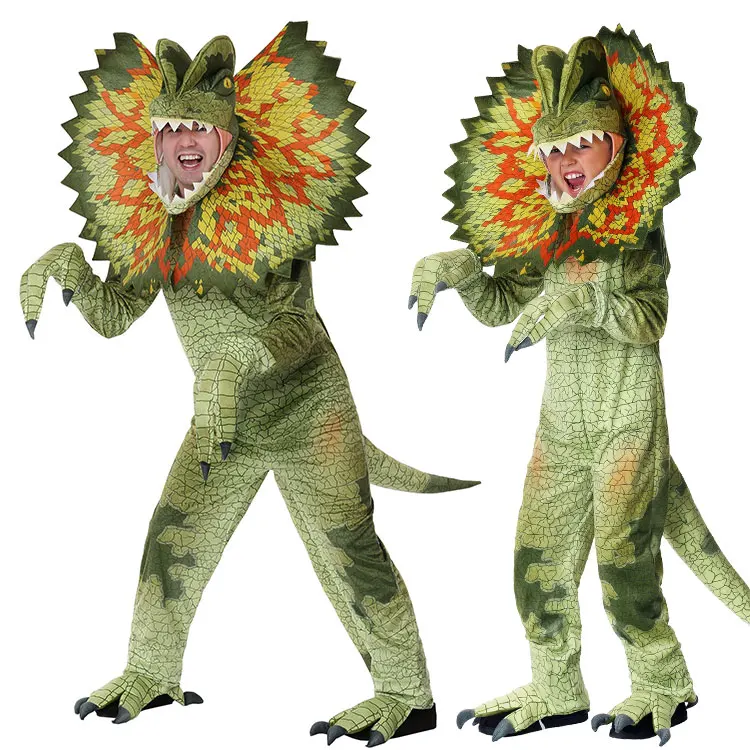 

Halloween stage performance show catwalk party Jurassic adult children dinosaur dilophosaurus dicrown costume