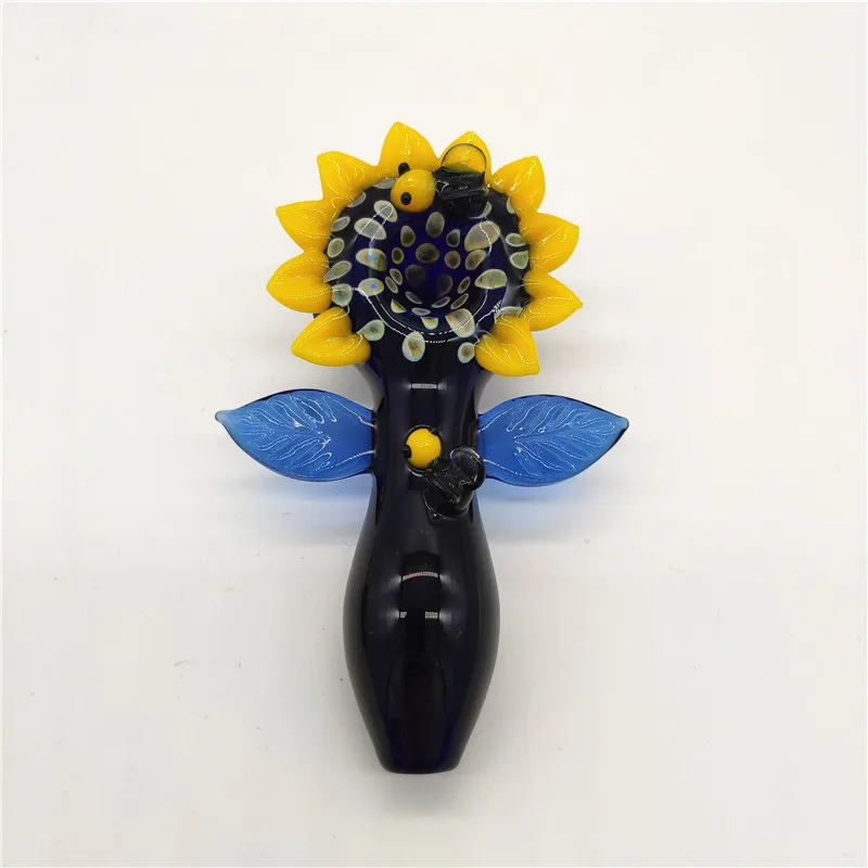 

Hot Sunflower Glass Pipe Handmade Smoking Accessories for Dry Herb Glass Smoking hand Pipe