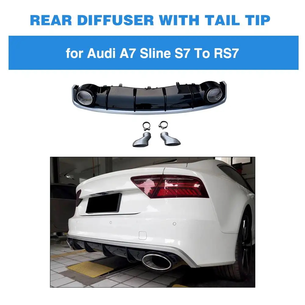 Блеск черный диффузор для заднего бампера автомобиля спойлер губ Для Audi A7 Sline S7 2016